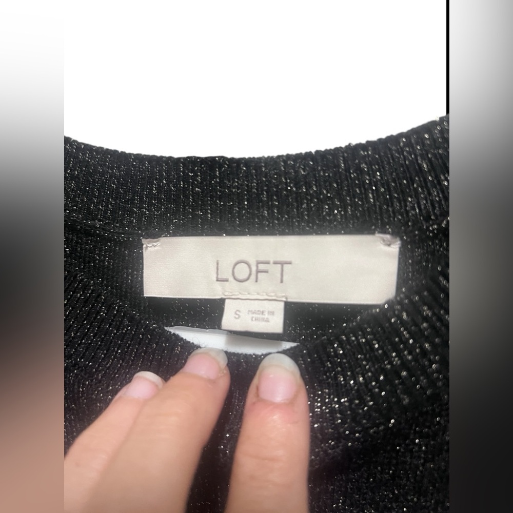 Loft Black and Gold Sparkly Glitterfree Party Sweater Dress Womens Small - Picture 5 of 6